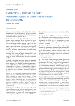 RADIATION &ndash; FRIEND OR FOE?