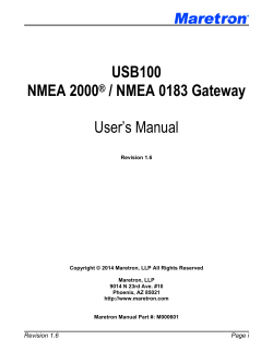 USB100 NMEA 2000&reg; / NMEA 0183 Gateway User`s