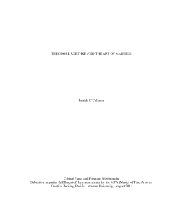 THEODORE ROETHKE AND THE ART OF