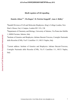 RhoB regulates uPAR signalling Daniela Alfano , Pia Ragno , M