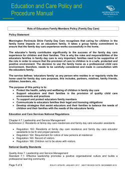Education and Care Policy and Procedure Manual