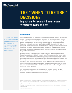 the &ldquo;when to retire&rdquo; decision - Research and Perspectives