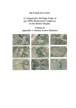 Hunter Estates. A Comparative Heritage Study of pre 1850s