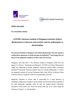 A*STAR`s Genome Institute of Singapore partners Oxford