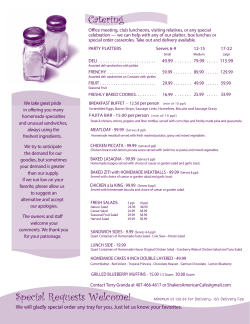 Catering - Shakers American Cafe