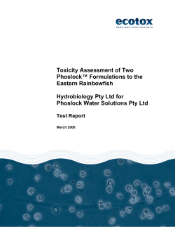 Toxicity Assessment of Two Phoslock&trade; Formulations