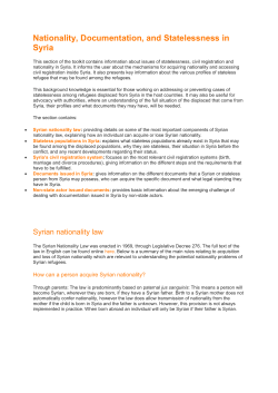 Nationality, Documentation, and Statelessness in