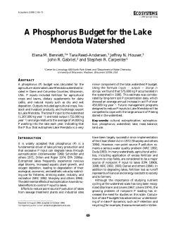 A Phosphorus Budget for the Lake Mendota Watershed