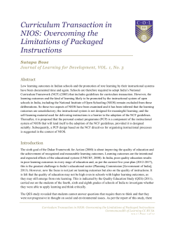 Curriculum Transaction in NIOS: Overcoming the Limitations of
