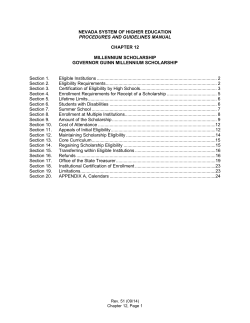 Millennium Scholarship - Nevada System of Higher Education