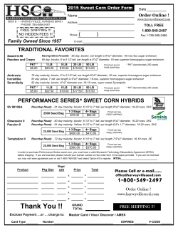 Sweet Corn Pricing 2015