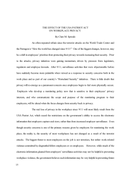 THE EFFECT OF THE USA PATRIOT ACT ON WORKPLACE