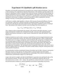 Experiment # 8: Qualitative pH titration curves