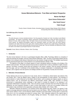 Human Motivational Behavior - Mediterranean Center of Social and