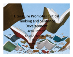 Literature Promotes Critical Thinking and Sentence