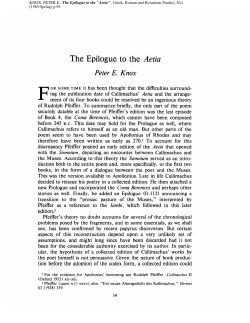 The Epilogue to the Aetia - Greek, Roman, and Byzantine Studies