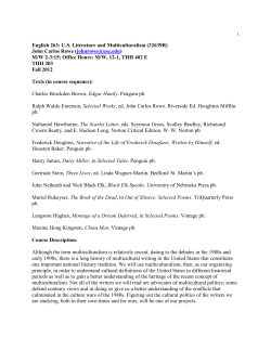 English 263: U.S. Literature and Multiculturalism (32639R) John