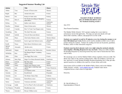 Entering Grade 4 Summer Reading