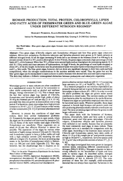 biomass production, total protein, chlorophylls, lipids