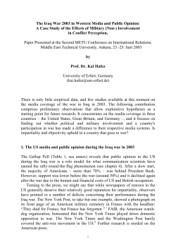 The Iraq War 2003 in Western Media and Public Opinion