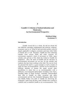 Gandhi`s Criticism of Industrialization and Modernity
