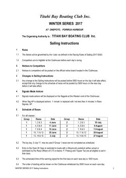 Sailing Instructions - Titahi Bay Boating Club