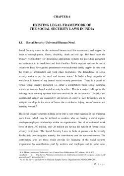 EXISTING LEGAL FRAMEWORK OF THE SOCIAL SECURITY