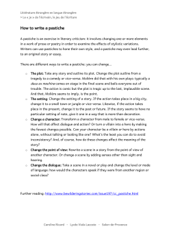 How to write a pastiche