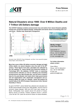 Natural Disasters since 1900: Over 8 Million Deaths and 7 Trillion