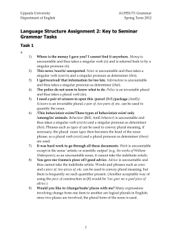 Language Structure Assignment 2: Key to Seminar