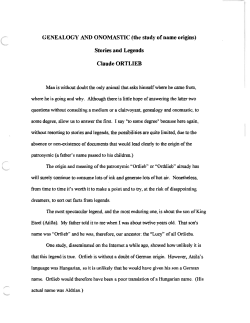 GENEALOGY AND ONOMASTIC (the study of name origins)