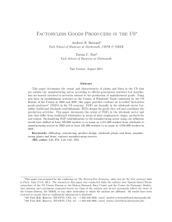 Factoryless Goods Producers in the USThis paper was prepared for