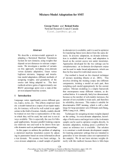 Mixture-Model Adaptation for SMT - Statistical Machine Translation