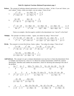 Math 96&ndash;Algebraic Fractions (Rational Expressions)&ndash;page 1