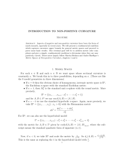 INTRODUCTION TO NON-POSITIVE CURVATURE 1. Model