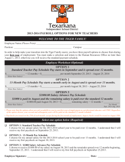 2013-2014 PAYROLL OPTIONS FOR NEW TEACHERS Welcome to