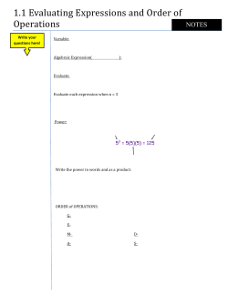 1.1 Evaluating Expressions and Order of Operations