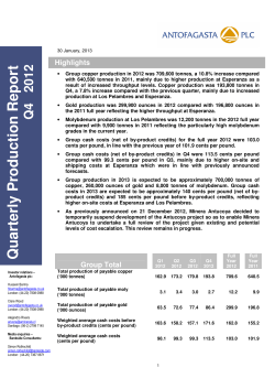 Quarterly Production Report Q4 2012