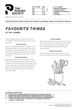 FaVOurITe THInGS - Poetry Class