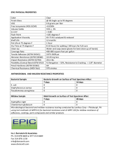 EPIC PHYSICAL PROPERTIES Color Clear Finish Gloss @ 60