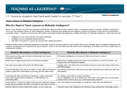 Malleable Intelligence - Teaching As Leadership