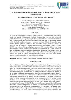The Performance of Monolithic Structured Calcium Oxide for Biodiesel