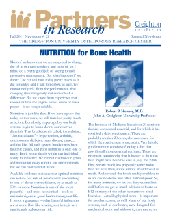 NUTRITION for Bone Health - Creighton University School of Medicine
