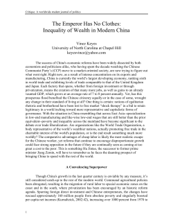 The Emperor Has No Clothes: Inequality of Wealth in Modern China
