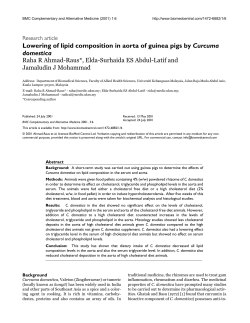 Lowering of lipid composition in aorta of guinea pigs by Curcuma