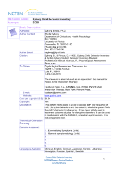 MEASURE NAME: Acronym: Basic Description ECBI Eyberg Child