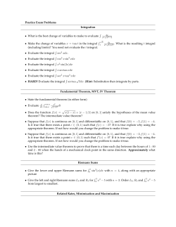Practice Exam Problems Integration &bull; What is the best change of