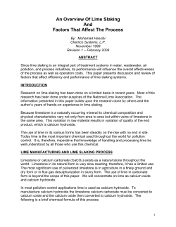 An Overview Of Lime Slaking And Factors That Affect The Process