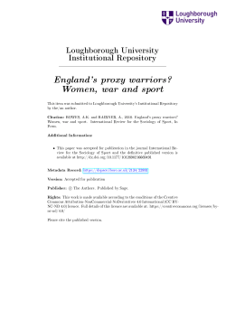 England`s proxy warriors? Women, war and sport