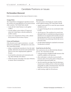 Candidate Positions on Issues